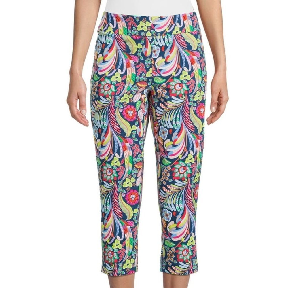 NWOT The Pioneer Woman Colorful Floral Millenium Capri in Blue Aura Size Small